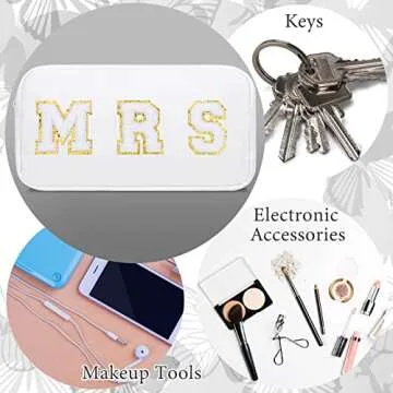 2 Pcs Bride to Be Gift Bride Makeup Bag Mrs Makeup Bag Hair Claw Clip Engagement Bridal Shower Gifts for Bachelorette Wedding(MRS)