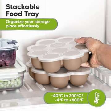 KeaBabies Silicone Baby Food Freezer Tray with Clip-on Lid, 2oz x 10 Pods Baby Food Freezer Molds, Breast Milk Freezer Tray, Dishwasher, Microwave, BPA-Free Baby Food Storage Tray(Chai Latte)