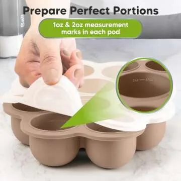 KeaBabies Silicone Baby Food Freezer Tray with Clip-on Lid, 2oz x 10 Pods Baby Food Freezer Molds, Breast Milk Freezer Tray, Dishwasher, Microwave, BPA-Free Baby Food Storage Tray(Chai Latte)