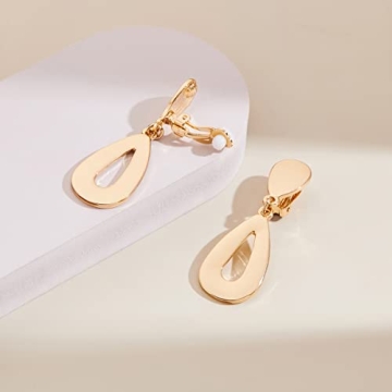 MUYAN Gold Plated Teardrop Clip-On Earrings for Women