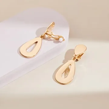 MUYAN Gold Plated Teardrop Clip-On Earrings for Women