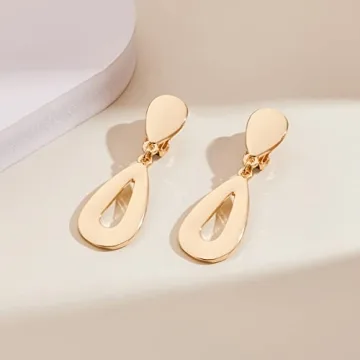 MUYAN Gold Plated Teardrop Clip-On Earrings for Women