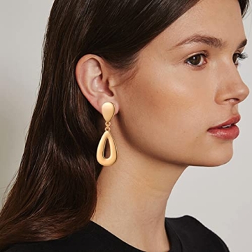 MUYAN Gold Plated Teardrop Clip-On Earrings for Women