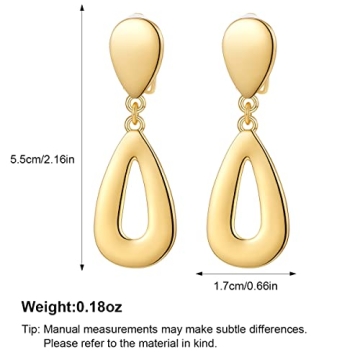 MUYAN Gold Plated Teardrop Clip-On Earrings for Women