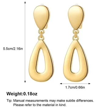 MUYAN Gold Plated Teardrop Clip-On Earrings for Women