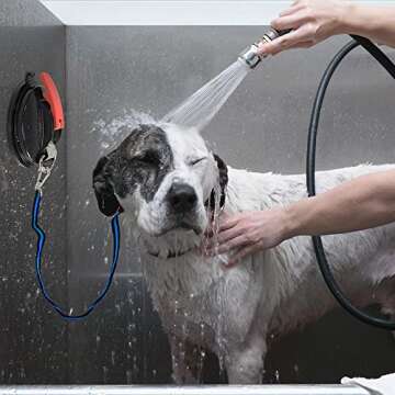 HeoBam Dog Bathing Tether with Suction Cup, Adjustable Dog Bath Collar and Tether, for Pet Dog Showe...