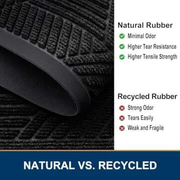 Smiry Front Door Mat Outside Entrance, Heavy Duty Sturdy Natural Rubber Doormat, Trap Dirt and Moisture, Easy Clean Low Profile Welcome Floor Mats for Indoor Outdoor Entry, 29.5x17 Inch, Black