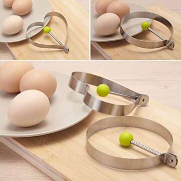 A-XINTONG 5PCS 18/8 Stainless Steel Five Style Fried Egg Shaper Pancake Mold Ring Kitchen Utensil for Creative Breakfast Frying Egg Cooking Tools Kitchen Accessories Gadget
