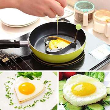A-XINTONG 5PCS 18/8 Stainless Steel Five Style Fried Egg Shaper Pancake Mold Ring Kitchen Utensil for Creative Breakfast Frying Egg Cooking Tools Kitchen Accessories Gadget