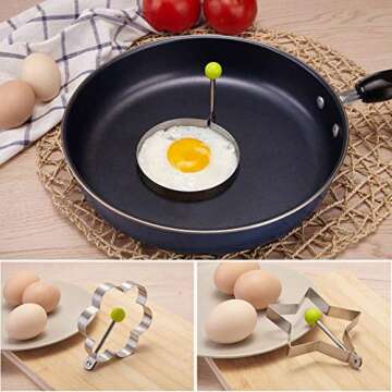 A-XINTONG 5PCS 18/8 Stainless Steel Five Style Fried Egg Shaper Pancake Mold Ring Kitchen Utensil for Creative Breakfast Frying Egg Cooking Tools Kitchen Accessories Gadget
