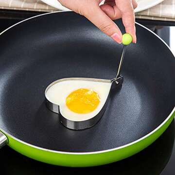 A-XINTONG 5PCS 18/8 Stainless Steel Five Style Fried Egg Shaper Pancake Mold Ring Kitchen Utensil for Creative Breakfast Frying Egg Cooking Tools Kitchen Accessories Gadget