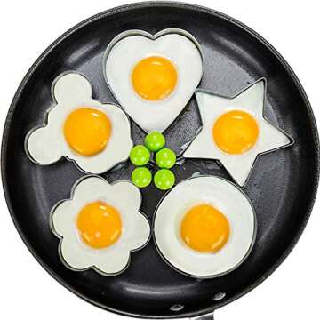 A-XINTONG 5PCS 18/8 Stainless Steel Five Style Fried Egg Shaper Pancake Mold Ring Kitchen Utensil for Creative Breakfast Frying Egg Cooking Tools Kitchen Accessories Gadget