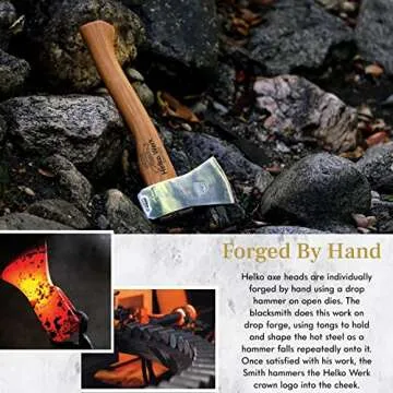 1844 Helko Werk Germany Classic Voyager Hatchet - Camp Hatchet for Scouting, Camping, and Backpacking, Small Camping Hatchet with Hammer Head poll - Head 1 lb, Handle 13 in. (Voyager) #10107