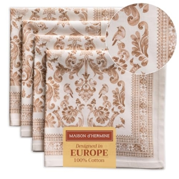 Maison d' Hermine Napkin 100% Cotton 20 Inch x 20 Inch Set of 4 Dinner Napkins, Decorative Washable ...