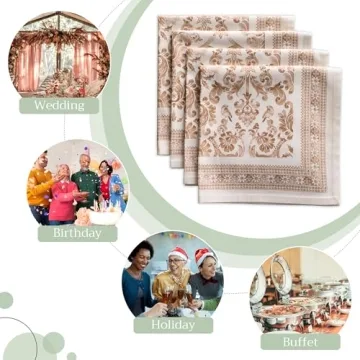 Maison d' Hermine Napkin 100% Cotton 20 Inch x 20 Inch Set of 4 Dinner Napkins, Decorative Washable Cloth Napkin for Gifts, Dining, Buffet Parties & Camping, Allure -Thanksgiving/Christmas
