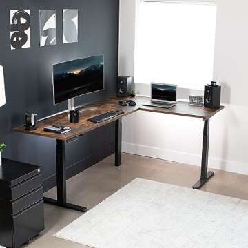 VIVO Electric Triple Motor Height Adjustable Corner Desk Frame - 300 lbs Capacity, Sit-Stand Ergonom...
