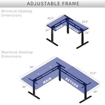 VIVO Adjustable L-Shaped Desk Frame for Ergonomic Work