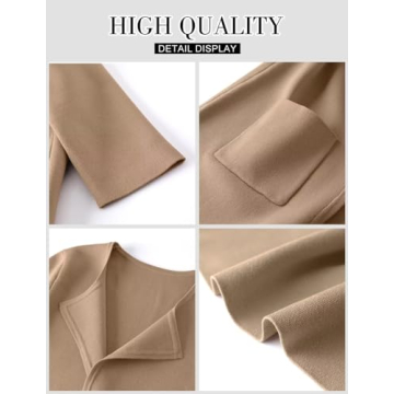 ZOLUCKY Womens Cardigans Open Front Chunky Knit Coatigan 2024 Fall Long Sleeve Lapel Casual Oversized Solid Classy Wool Sweater Jacket Winter Coat Khaki M