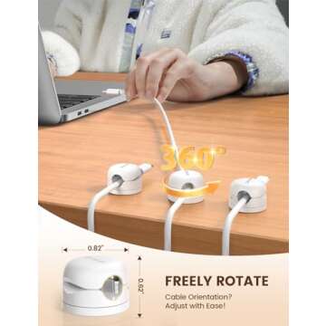6Pack Cord Organizer, [1s Lock] Spring Cable Clips - [Upgrade Rotatable] Lamicall Cord Holder Manage...