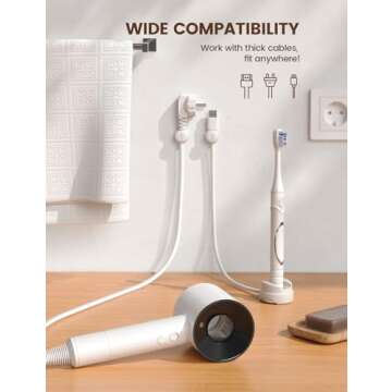 6Pack Cord Organizer, [1s Lock] Spring Cable Clips - [Upgrade Rotatable] Lamicall Cord Holder Management, Desk Phone Charger Holder, Adhesive USB Wire Organizer Keeper for Office Nightstand, White