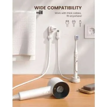 6Pack Cord Organizer, [1s Lock] Spring Cable Clips - [Upgrade Rotatable] Lamicall Cord Holder Management, Desk Phone Charger Holder, Adhesive USB Wire Organizer Keeper for Office Nightstand, White