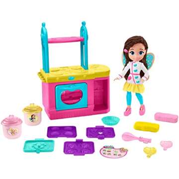 Fisher-Price Nickelodeon Butterbean's Café Magical Bake and Display Oven and 11-inch Doll, Musical Kitchen Playset with Lights and Sounds, Fairy Dough, 3 Dessert Molds, Recipe Card (Amazon Exclusive)