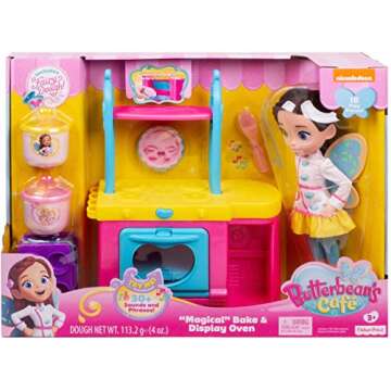 Fisher-Price Nickelodeon Butterbean's Café Magical Bake and Display Oven and 11-inch Doll, Musical Kitchen Playset with Lights and Sounds, Fairy Dough, 3 Dessert Molds, Recipe Card (Amazon Exclusive)