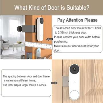 VMEI Anti-Theft Doorbell Mount Design for Google Nest Doorbell (Battery),No Drill,Not Rust, Not Block Doorbell Sensor, Metal Doorbell Door Mount for Home Apartment Office Room Renters-Silver