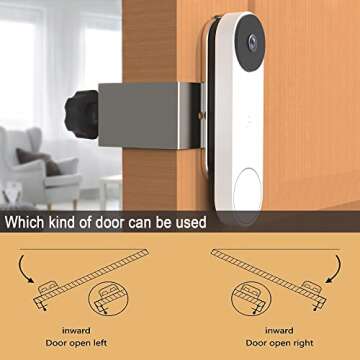 VMEI Anti-Theft Doorbell Mount Design for Google Nest Doorbell (Battery),No Drill,Not Rust, Not Block Doorbell Sensor, Metal Doorbell Door Mount for Home Apartment Office Room Renters-Silver