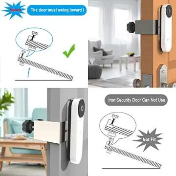 VMEI Anti-Theft Doorbell Mount Design for Google Nest Doorbell (Battery),No Drill,Not Rust, Not Block Doorbell Sensor, Metal Doorbell Door Mount for Home Apartment Office Room Renters-Silver