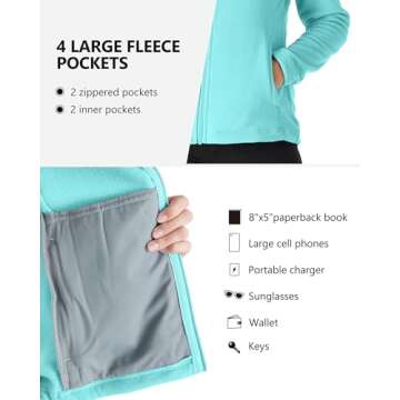 Outdoor Ventures Women's Lightweight Warm Zip Up Long-Sleeve Soft Polar Fleece Jacket for Fall Winter