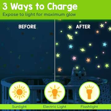 BUNMO 280pcs Glow in The Dark Stars for Ceiling - Safe Glow in The Dark Stickers for Walls & Ceilings - Longlasting Glow in The Dark Stars for Ceiling - Glow in The Dark Ceiling Stars - Strong Glow