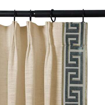 Luxurious TWOPAGES Decorative Light Filtering Linen Curtains with Greek Key Design for Room