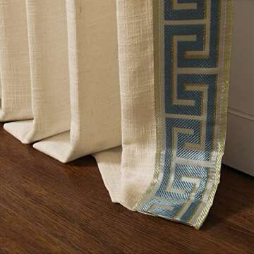 Luxury TWOPAGES Linen Curtains with Greek Key Trim