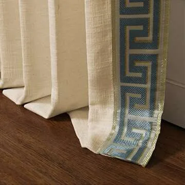 Luxury TWOPAGES Linen Curtains with Greek Key Trim