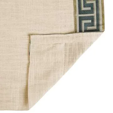 Luxury TWOPAGES Linen Curtains with Greek Key Trim