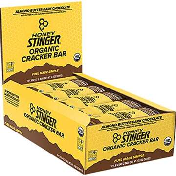 Honey Stinger Cracker N' Nut Butter Snack Bars - 12-Pack Almond Butter and Dark Chocolate, One Size