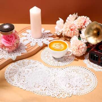 Mimorou 18 Pieces 6 Inch Lace Doilies for Tables Crochet Doilies Vintage Cotton Lace Coasters Handma...