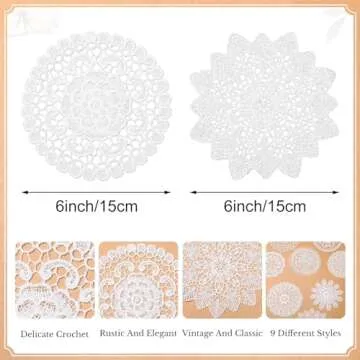 Mimorou 18 Pieces 6 Inch Lace Doilies for Tables Crochet Doilies Vintage Cotton Lace Coasters Handmade Round Placemats Rustic Table Decor for Kitchen Dining Room Wedding Cup Vase Decoration