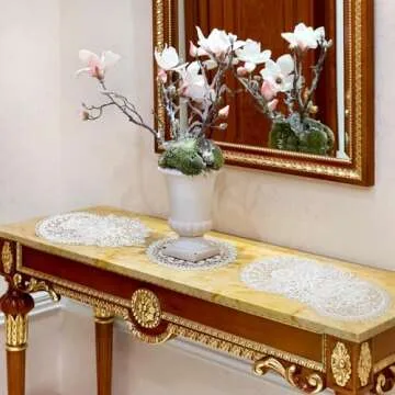 Mimorou 18 Pieces 6 Inch Lace Doilies for Tables Crochet Doilies Vintage Cotton Lace Coasters Handmade Round Placemats Rustic Table Decor for Kitchen Dining Room Wedding Cup Vase Decoration