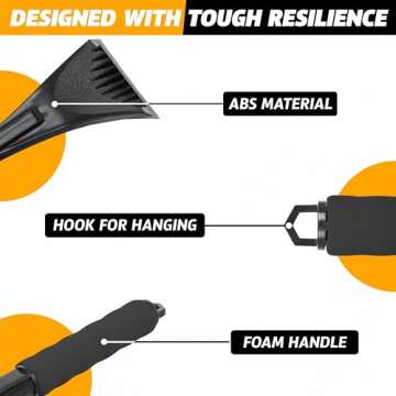 EcoNour Ice Scraper for Car Windshield | Snow Scraper for Easy Ice Removal | Durable Handle for Opti...
