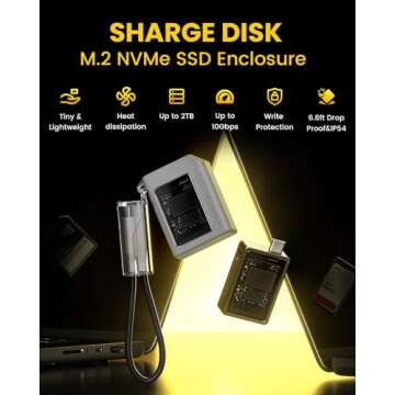 Sharge Disk M.2 NVMe SSD Enclosure with Active Cooling System, 10Gbps USB C 3.2 Gen2, Enclosure NVMe...