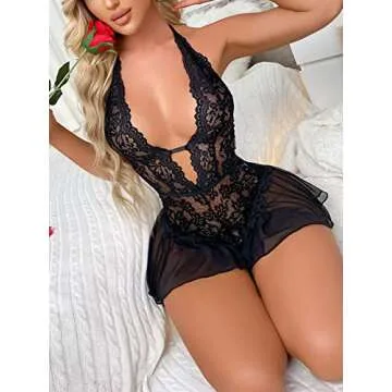 LadyIn Teddy Lingerie for Women Sexy Lace Bodysuit