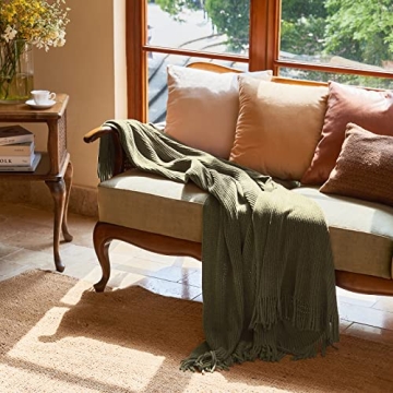 LIFEIN Soft Green Throw Blanket for Couch and Home Decor