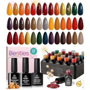 beetles Gel Polish Nail Set 20 Colors Cozy Campfire Collection Orange Yellow Green Brown Fall Winter...