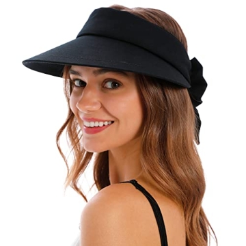 Simplicity Black Visor Women UPF 50+ UV Protection Sun Hat Womens Wide Brim Beach Hats for Women Sun...