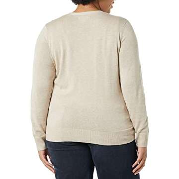 Amazon Essentials Women's Lightweight V-Neck Cardigan Sweater (Available in Plus Size), Light Oatmeal, Large