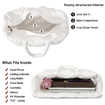 Stylish Herald Puffer Tote Bag - Lightweight, Roomy & Chic