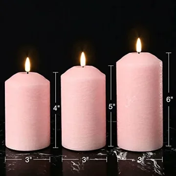 Eywamage Pink Flameless Pillar Candles with Remote Control Set