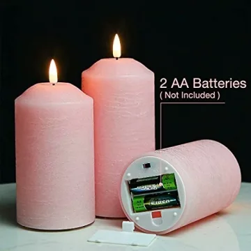 Eywamage Pink Flameless Pillar Candles with Remote Control Set